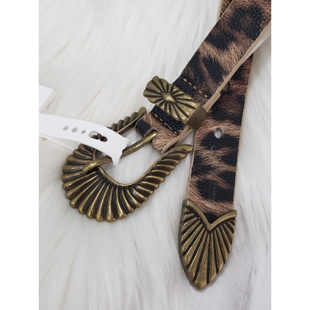 NEW Faux Leather Belt Medium 8-10 Studded Leopard Skinny animal print western